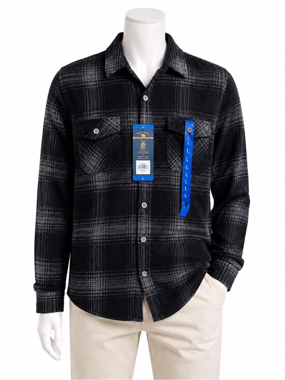 Freedom Foundry Flannel Shirt Men’s L Grizzly Flex Plaid Fleece Shacket NWT Soft